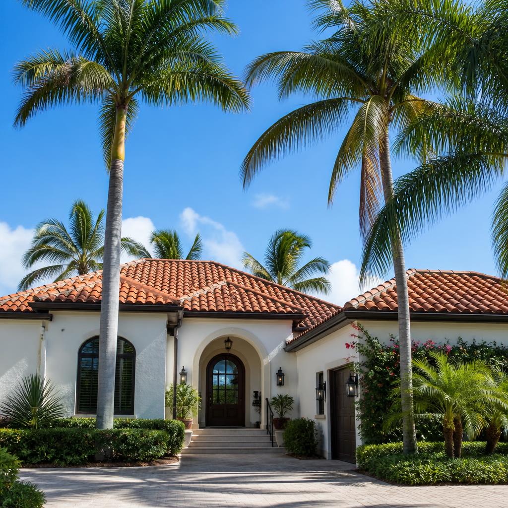 Typical Florida home with concrete tile, metal, HVHZ-rated shingles