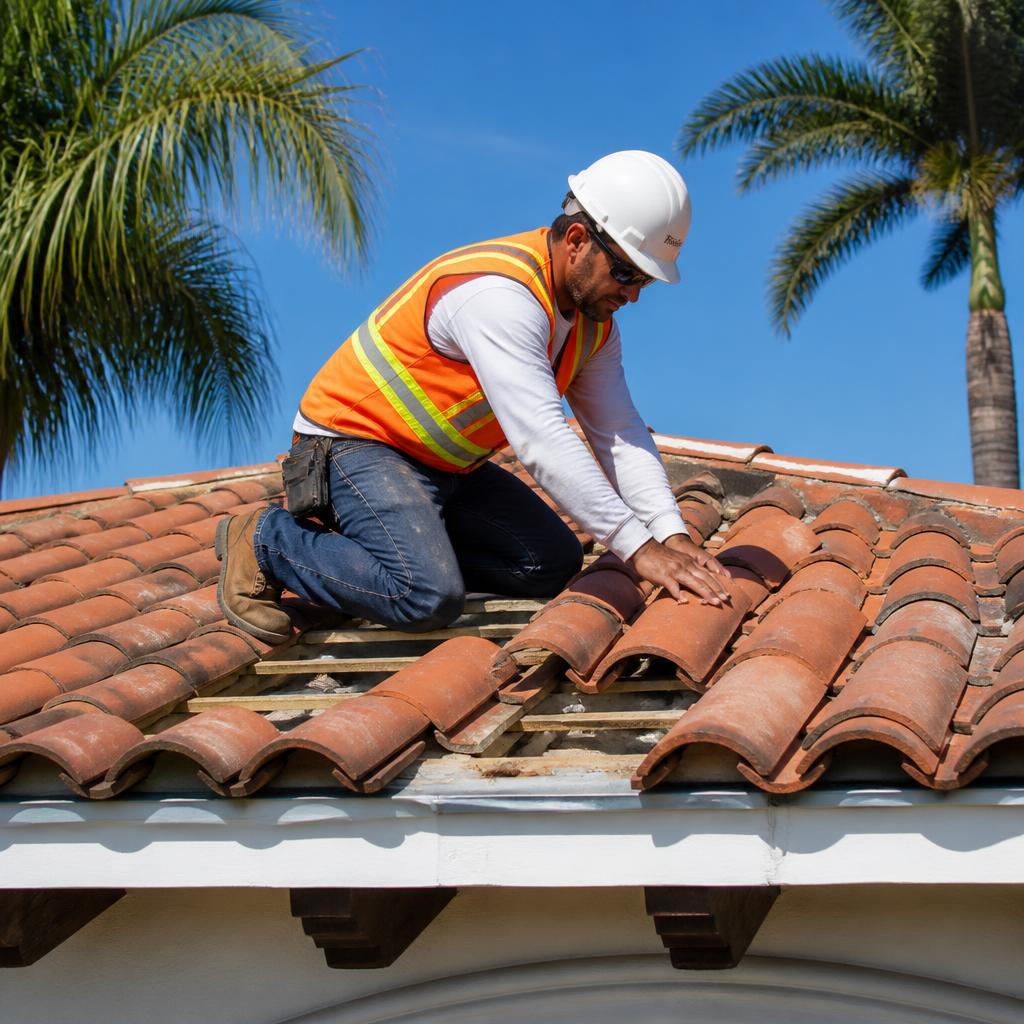 Roofing crew installing a new roof in Florida