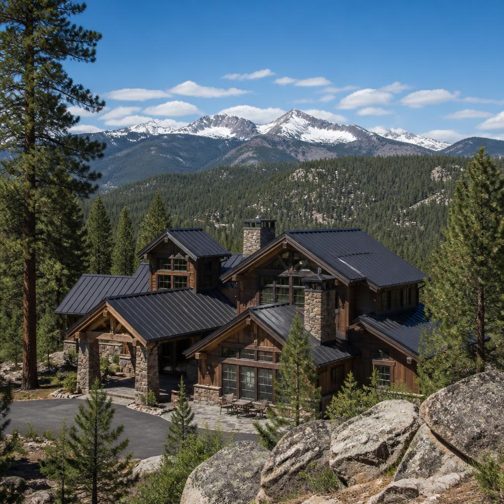 Typical Alaska home with standing seam metal roofing