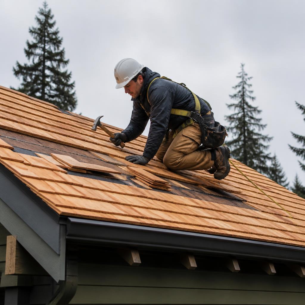 Roofing crew installing a new roof in Oregon