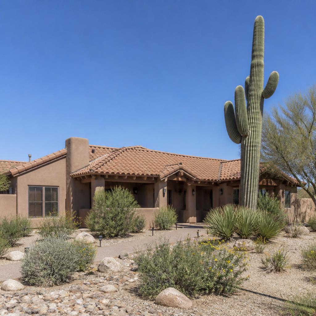 Typical Texas home with impact-resistant asphalt shingles, tile
